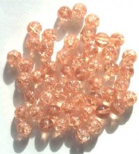 50 8mm Rosaline Crackle Glass Beads